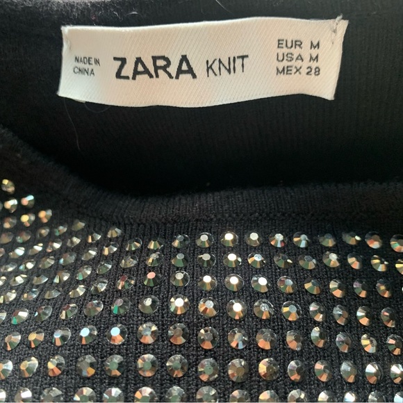 Zara Black Long Sleeve Dress with Silver Rhinestones Women’s Size Medium - Picture 7 of 11